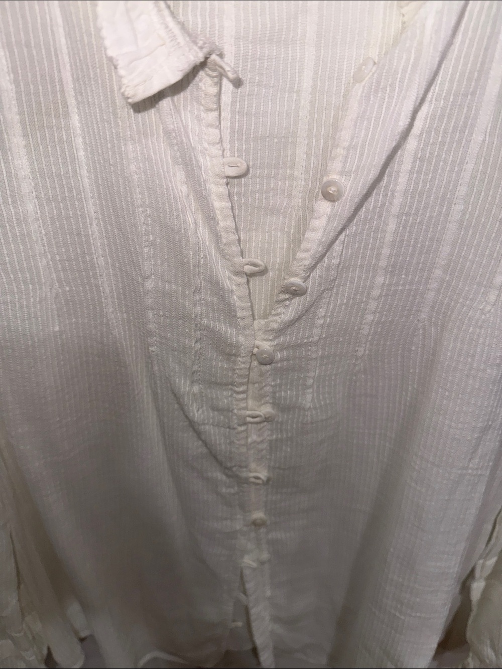 Faherty Ivory Ruffled Button-Front Blouse - Picture 3 of 7